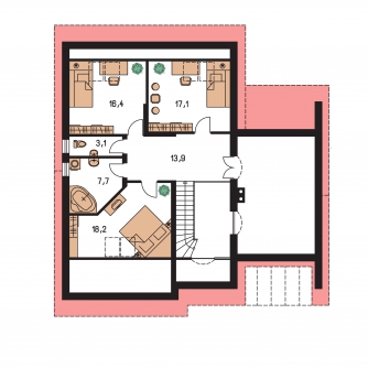 Pôdorys poschodia - COMFORT 146